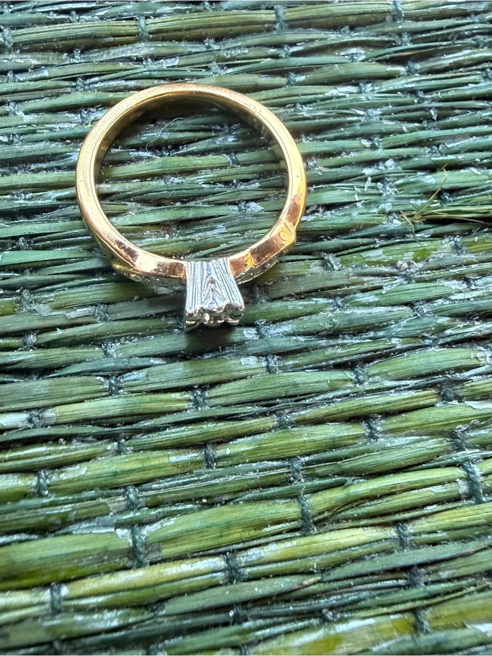 Classic Two-Tone Floral Clear Stone Accent Ring